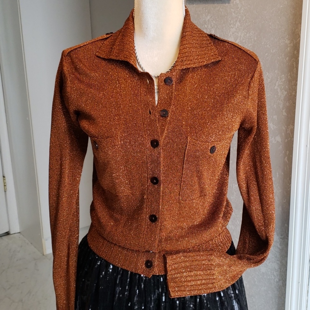 Dana Buchman metallic vintage cardigan
